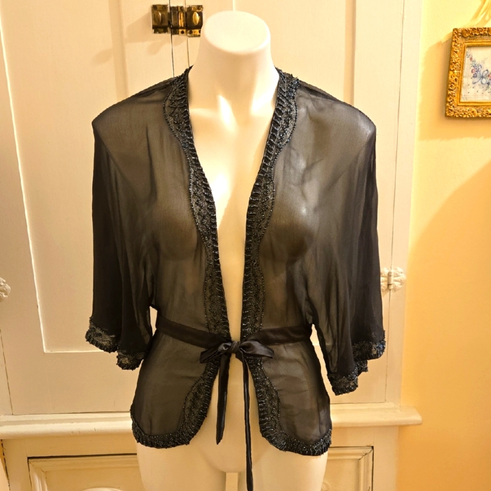 Joolay deep gray with a tinge of olive sheer jacket sz unknown